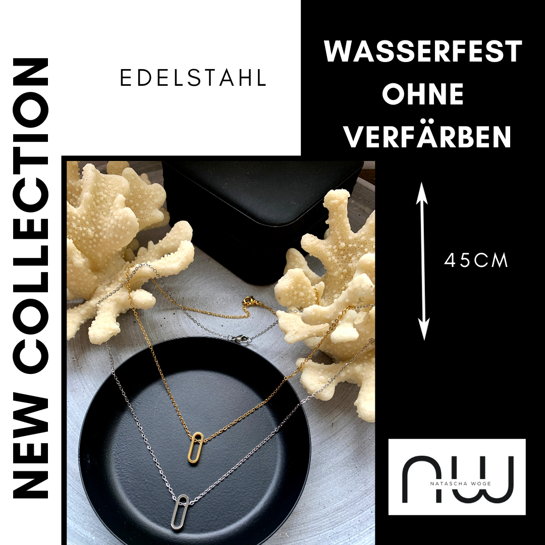 Minimalistische Oval Halskette – Edelstahlschmuck in Gold oder Silber – Natascha Woge®