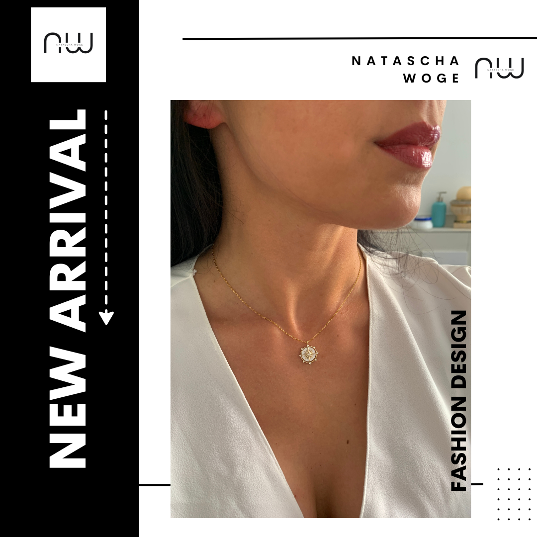 Stern Halskette mit Perlmutt-Optik – minimalistischer Edelstahlschmuck in Gold – Natascha Woge®