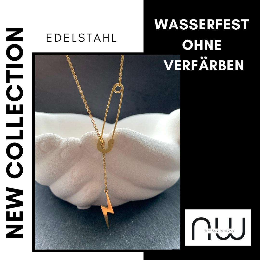 Blitz Halskette mit Sicherheitsnadel – minimalistischer Edelstahlschmuck – Natascha Woge®