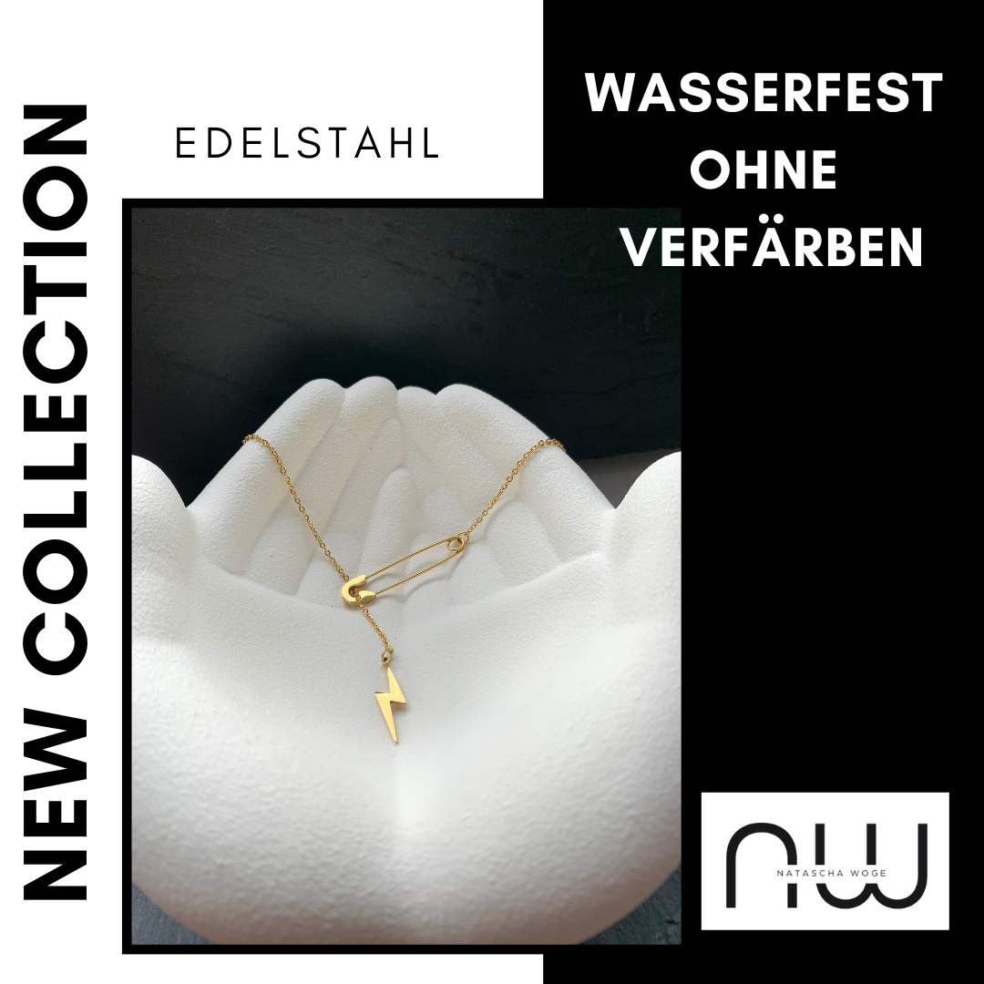 Blitz Halskette mit Sicherheitsnadel – minimalistischer Edelstahlschmuck – Natascha Woge®