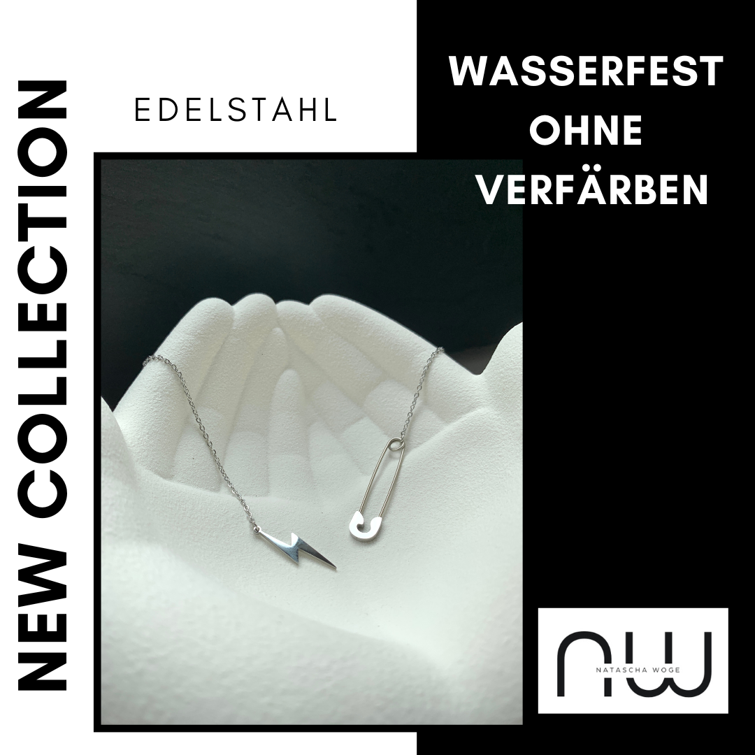 Blitz Halskette mit Sicherheitsnadel – minimalistischer Edelstahlschmuck – Natascha Woge®