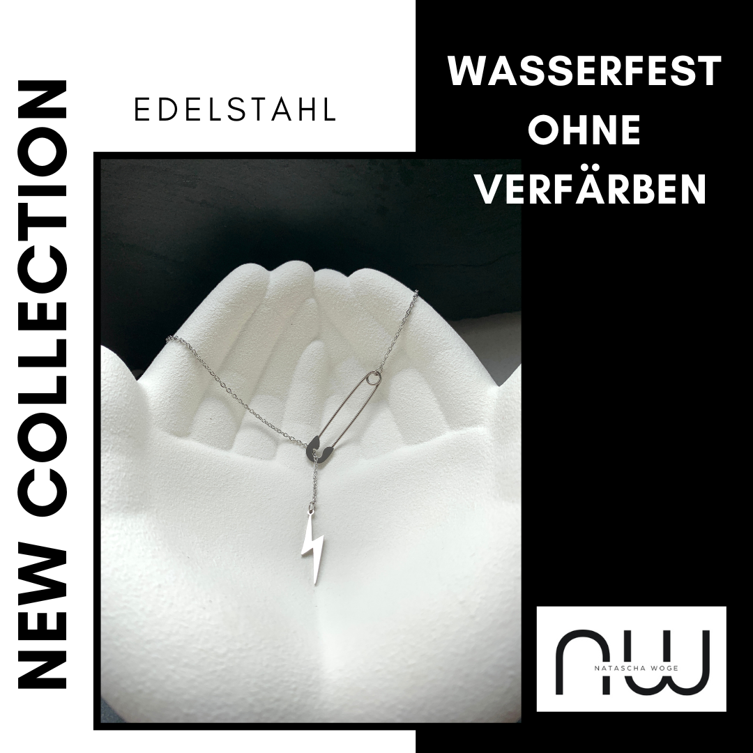 Blitz Halskette mit Sicherheitsnadel – minimalistischer Edelstahlschmuck – Natascha Woge®
