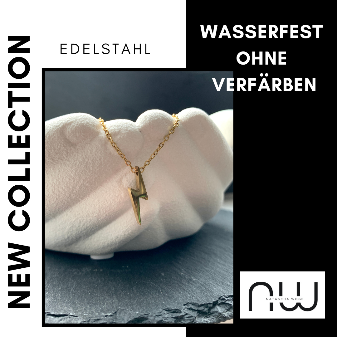 Blitz Halskette – minimalistischer Edelstahlschmuck in Gold oder Silber – Natascha Woge®
