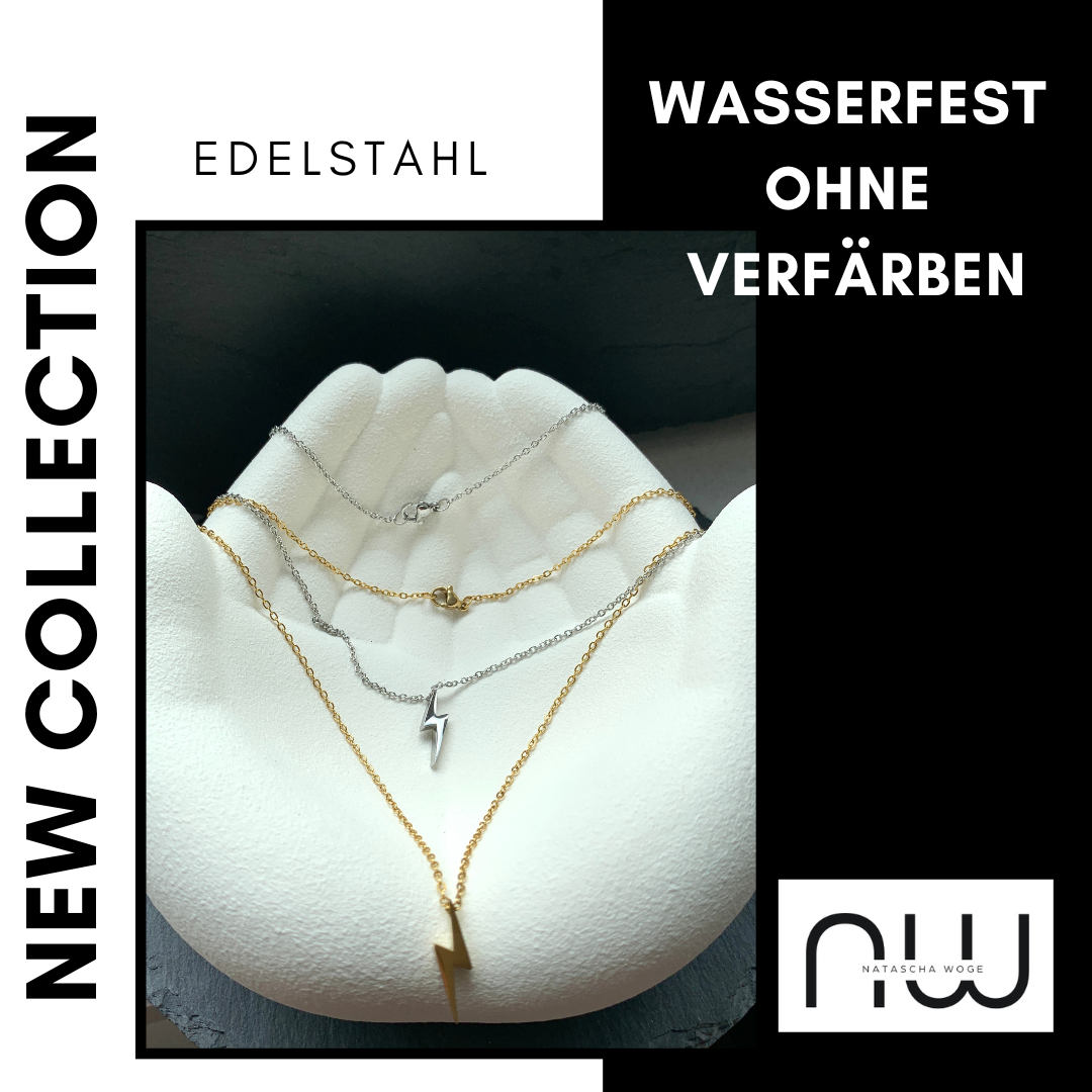 Blitz Halskette – minimalistischer Edelstahlschmuck in Gold oder Silber – Natascha Woge®