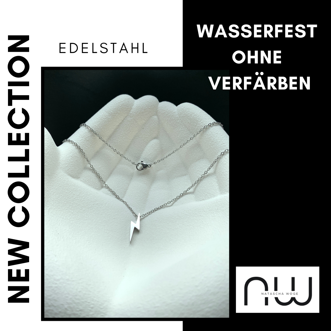 Blitz Halskette – minimalistischer Edelstahlschmuck in Gold oder Silber – Natascha Woge®
