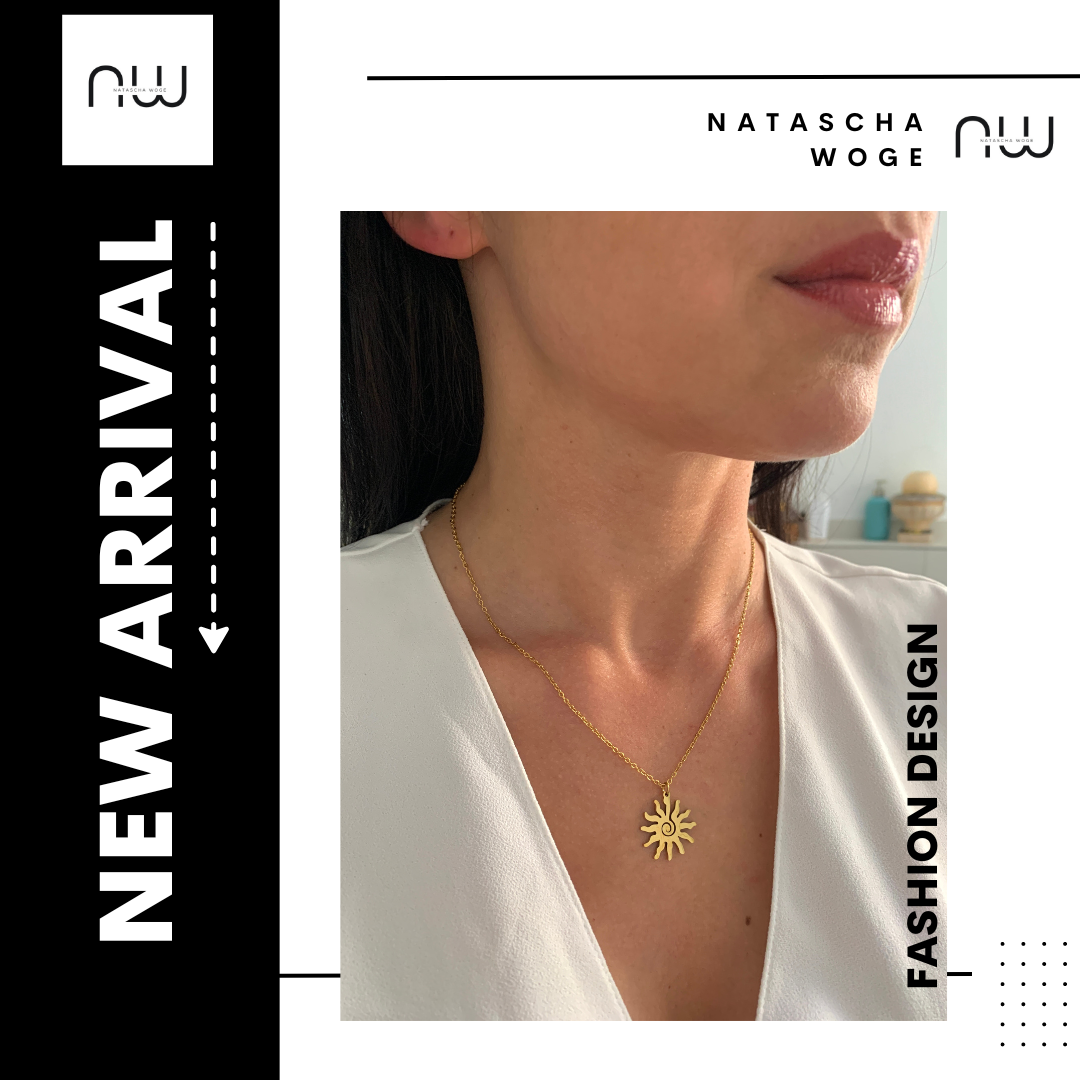 Sonnen Halskette – minimalistischer Edelstahlschmuck in Gold oder Silber – Natascha Woge®