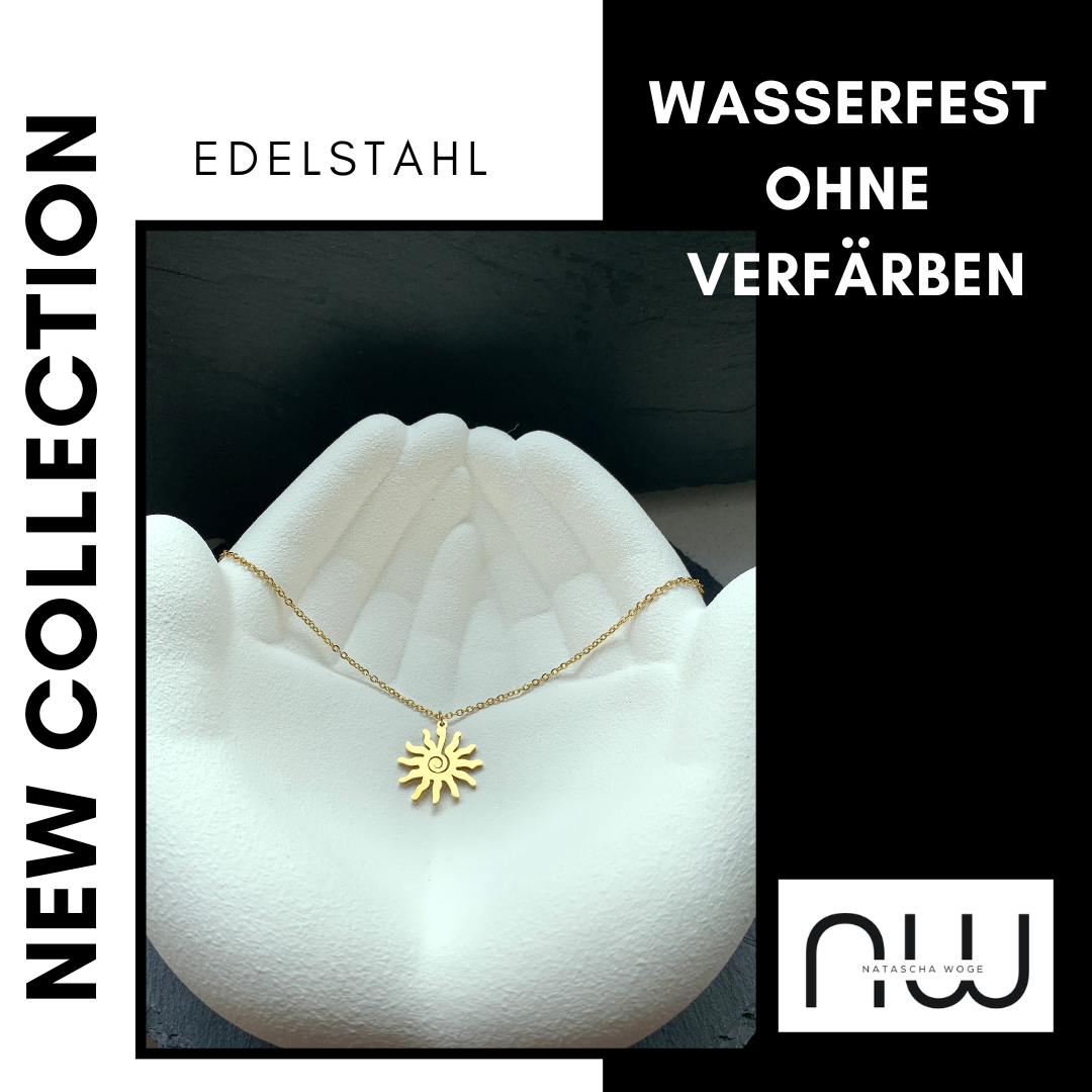 Sonnen Halskette – minimalistischer Edelstahlschmuck in Gold oder Silber – Natascha Woge®