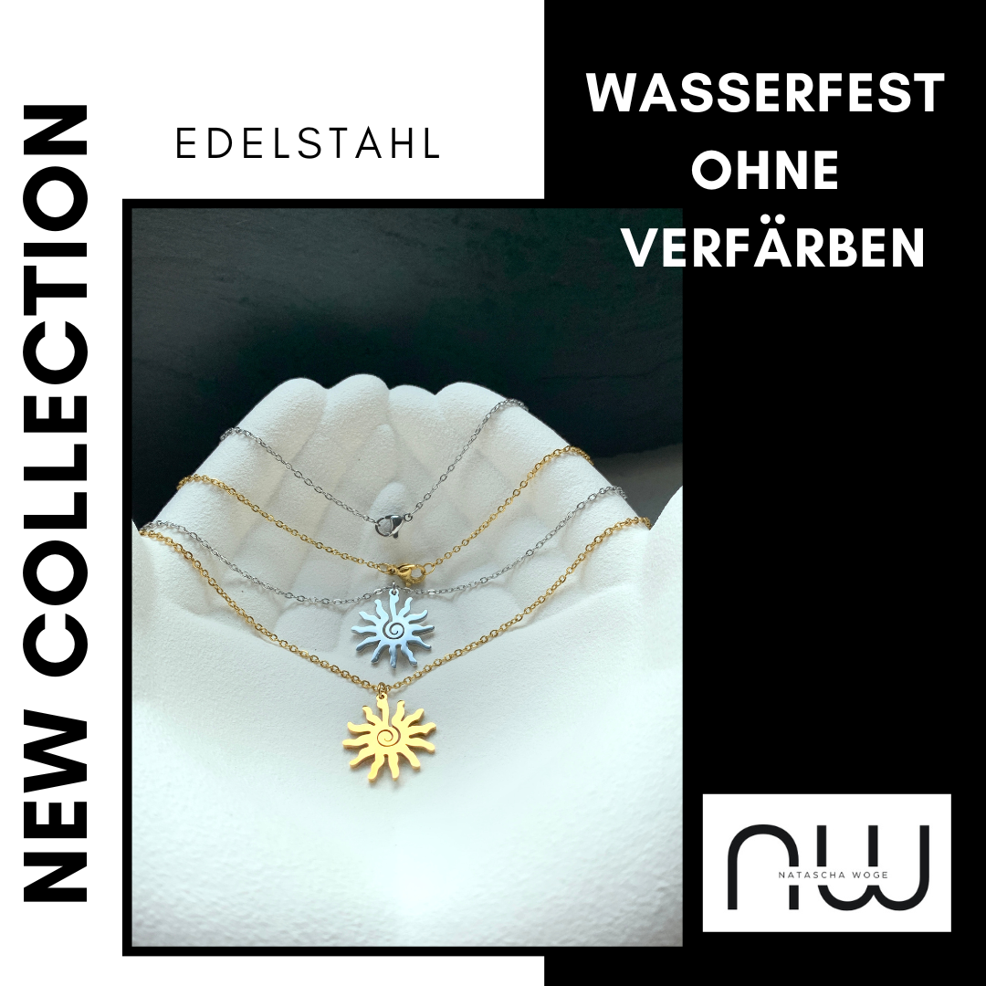 Sonnen Halskette – minimalistischer Edelstahlschmuck in Gold oder Silber – Natascha Woge®