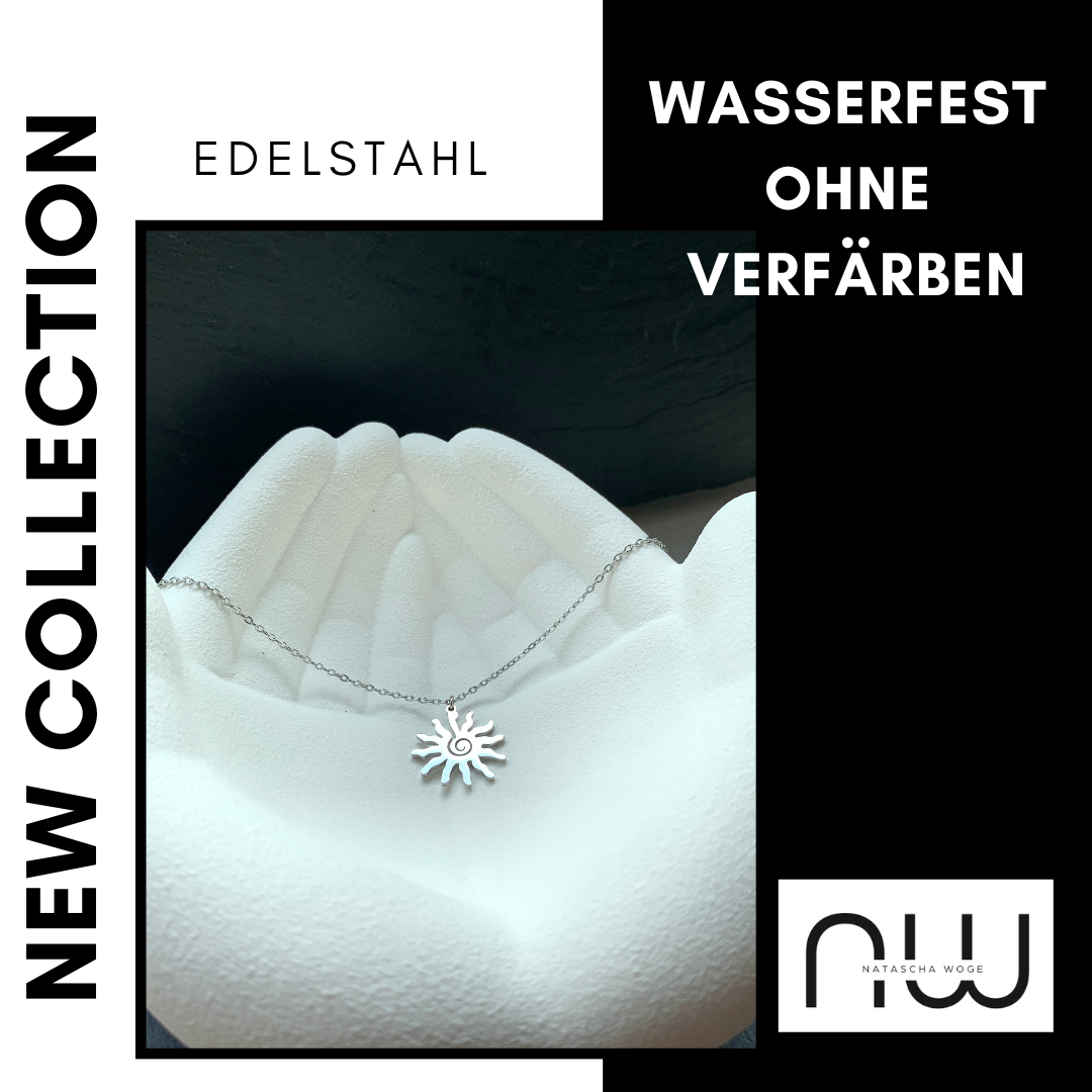 Sonnen Halskette – minimalistischer Edelstahlschmuck in Gold oder Silber – Natascha Woge®