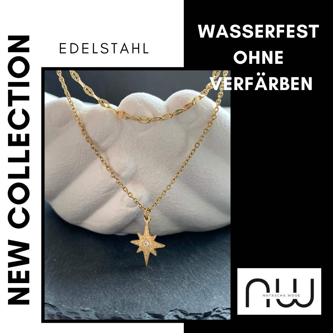 Stern Halskette – minimalistischer Edelstahlschmuck in Gold oder Silber – Natascha Woge®