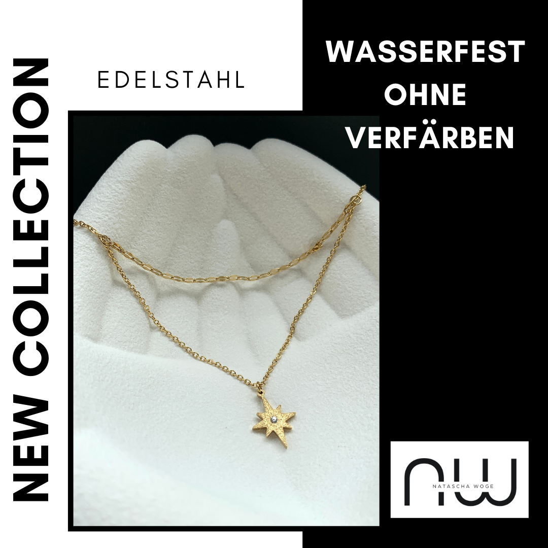 Stern Halskette – minimalistischer Edelstahlschmuck in Gold oder Silber – Natascha Woge®