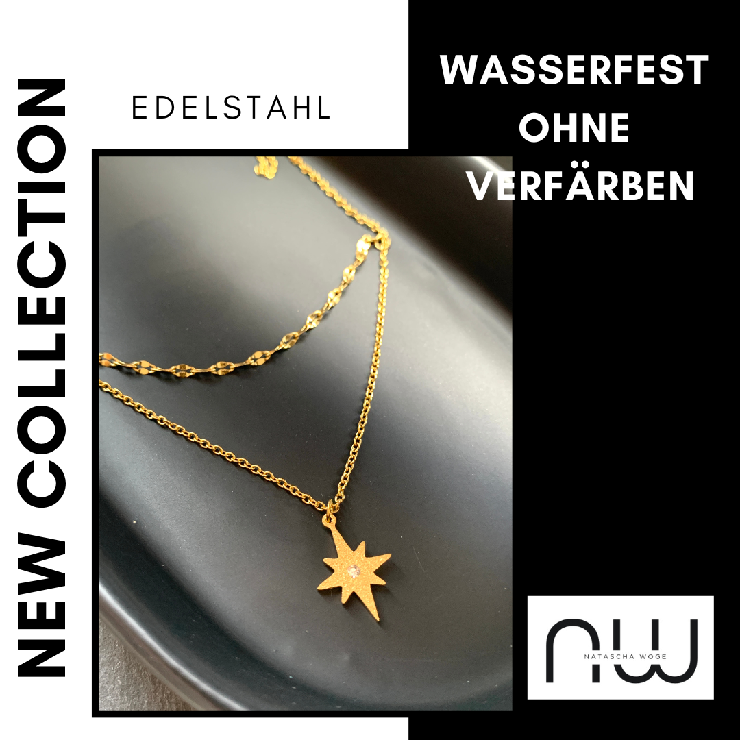 Stern Halskette – minimalistischer Edelstahlschmuck in Gold oder Silber – Natascha Woge®