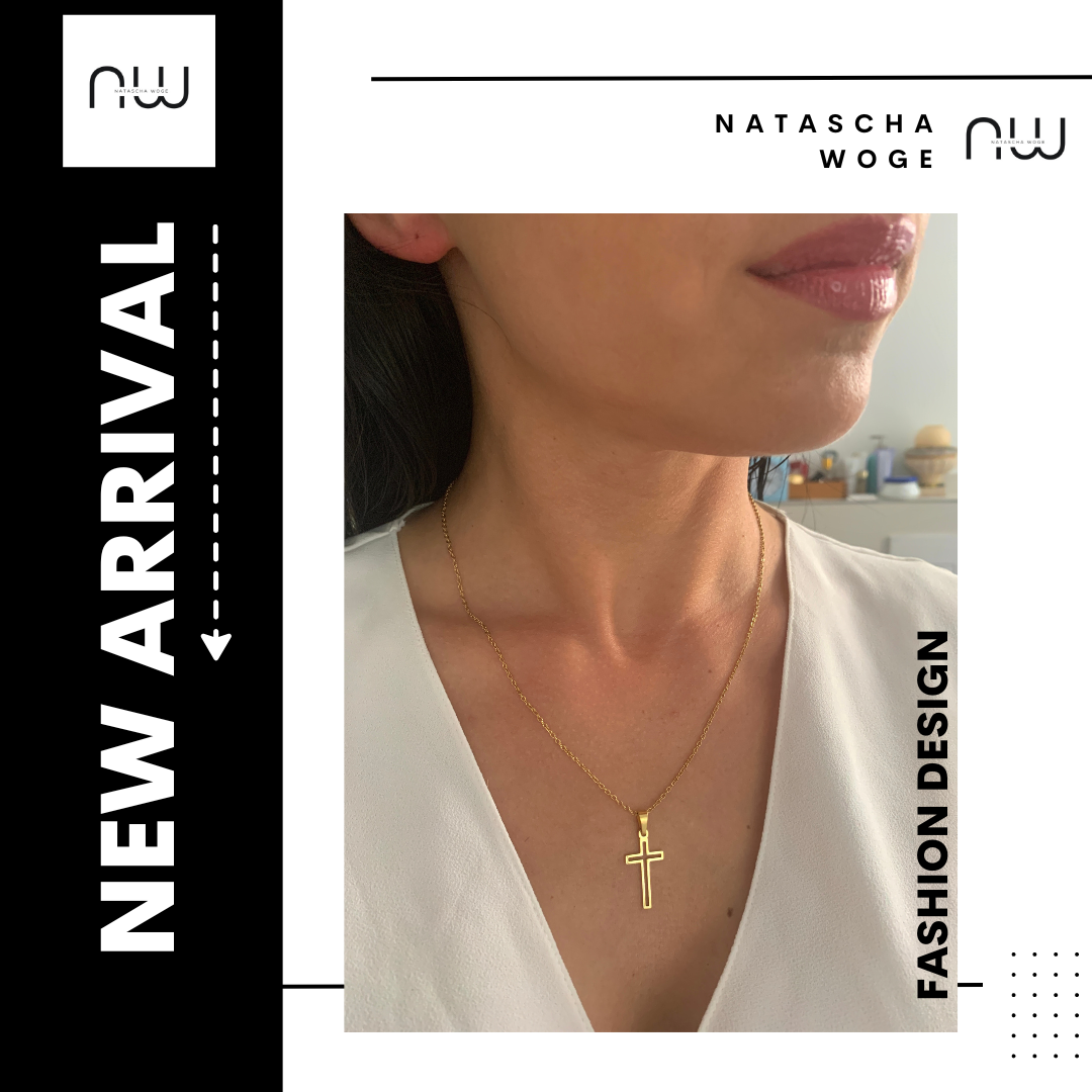 Kreuz Halskette – minimalistischer Edelstahlschmuck in Gold oder Silber – Natascha Woge®