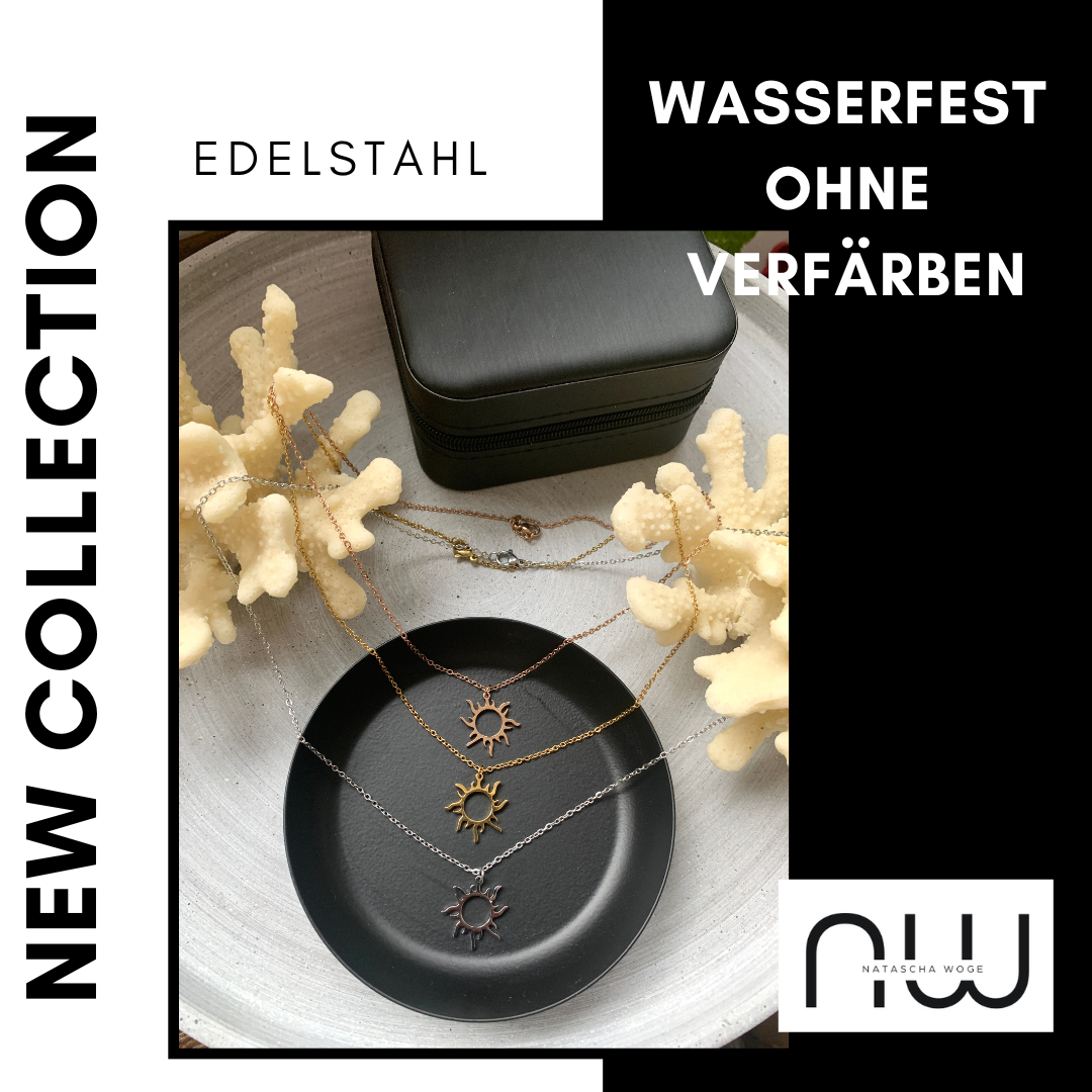 Sonnen Halskette – minimalistische Sun Halskette aus Edelstahl in Gold, Roségold oder Silber – Natascha Woge®