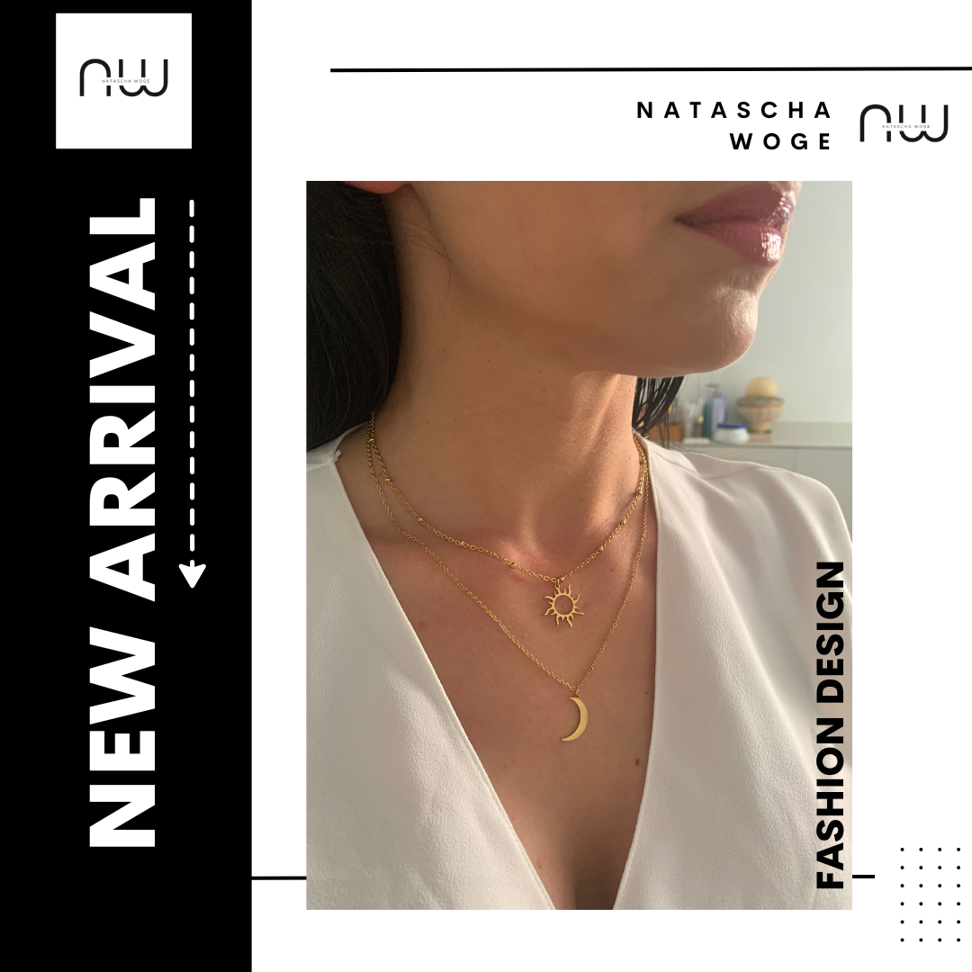 Sonne & Mond Halskette – minimalistischer Edelstahlschmuck in Gold oder Silber – Natascha Woge®