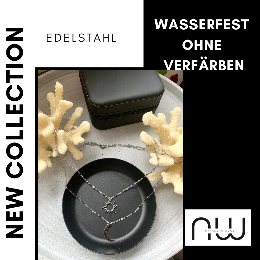 Sonne & Mond Halskette – minimalistischer Edelstahlschmuck in Gold oder Silber – Natascha Woge®