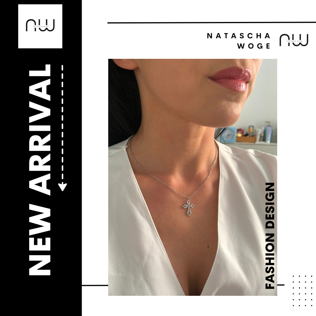 Kreuz Halskette – dezenter Edelstahlschmuck in Gold oder Silber – Natascha Woge®