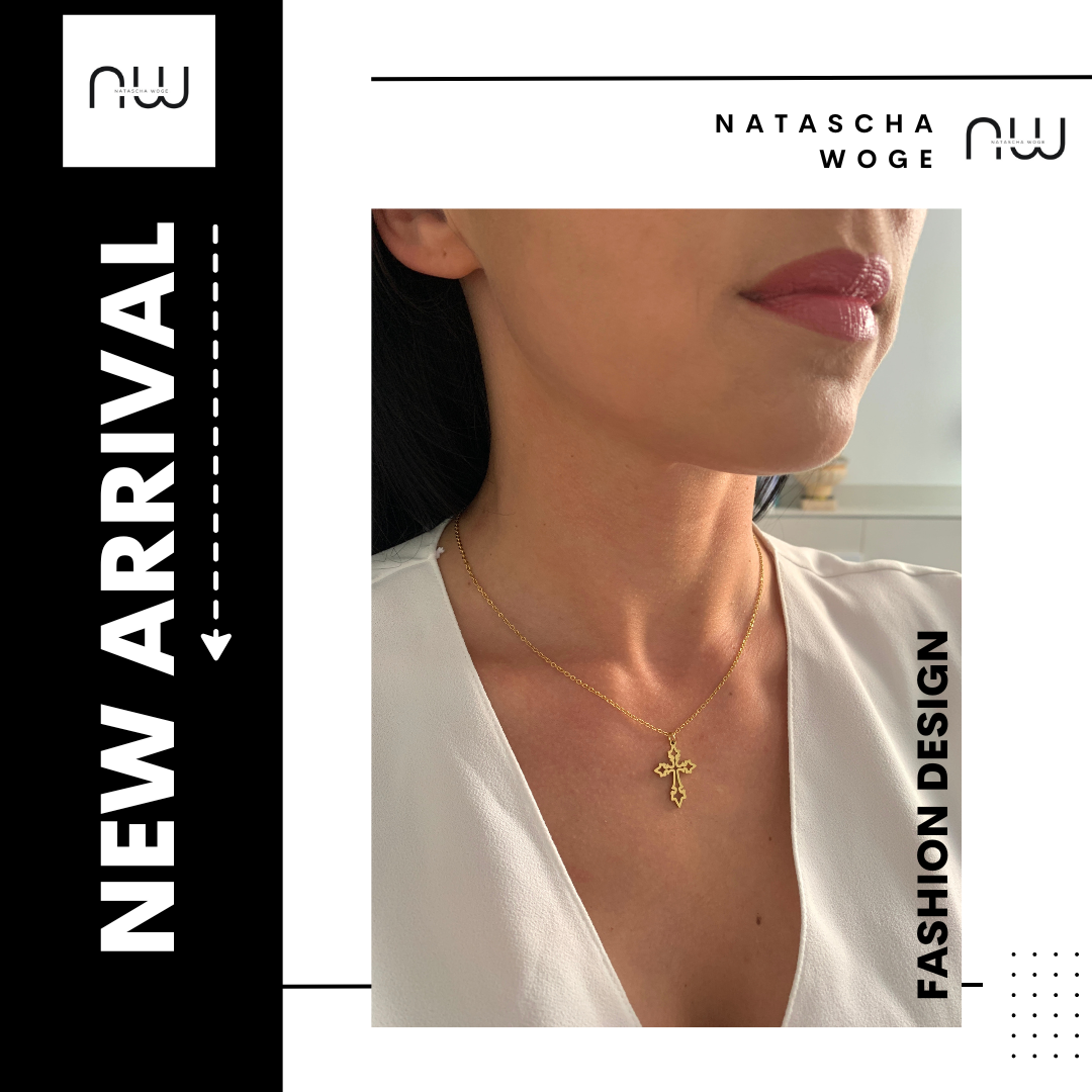 Kreuz Halskette – dezenter Edelstahlschmuck in Gold oder Silber – Natascha Woge®