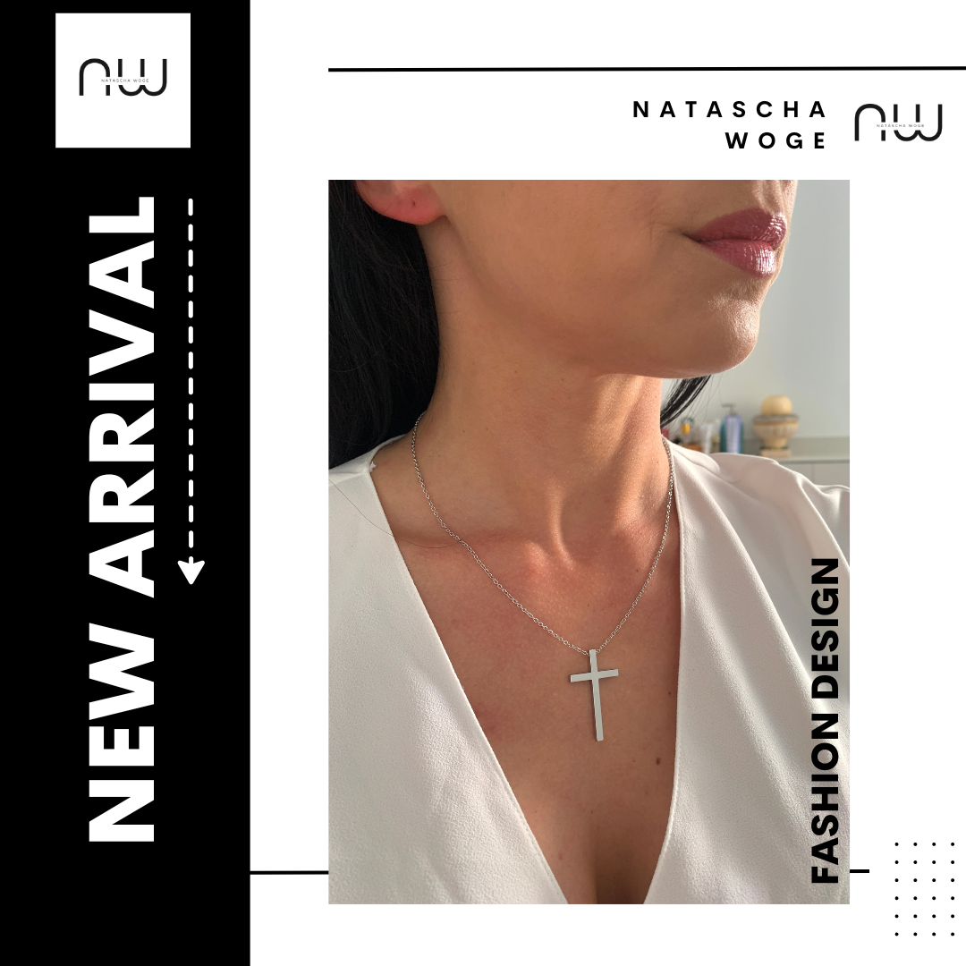 Große Kreuz Halskette – minimalistischer Edelstahlschmuck in Gold oder Silber – Natascha Woge®
