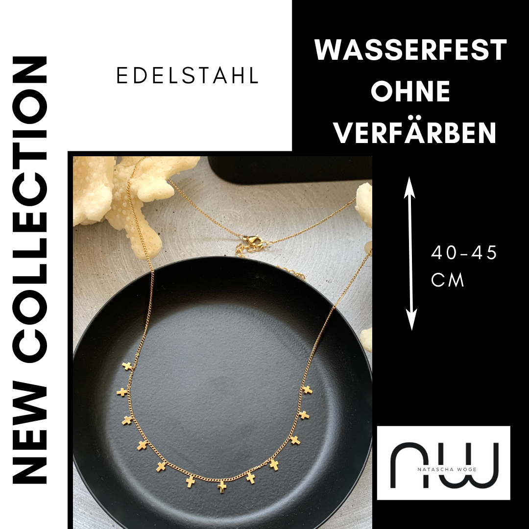 Kreuz Choker – minimalistischer Edelstahlschmuck in Gold oder Silber – Natascha Woge®