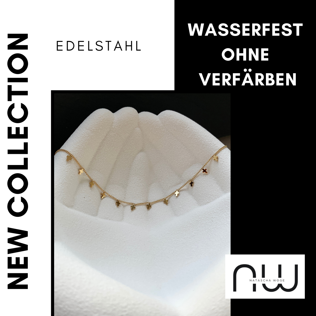 Kreuz Choker – minimalistischer Edelstahlschmuck in Gold oder Silber – Natascha Woge®