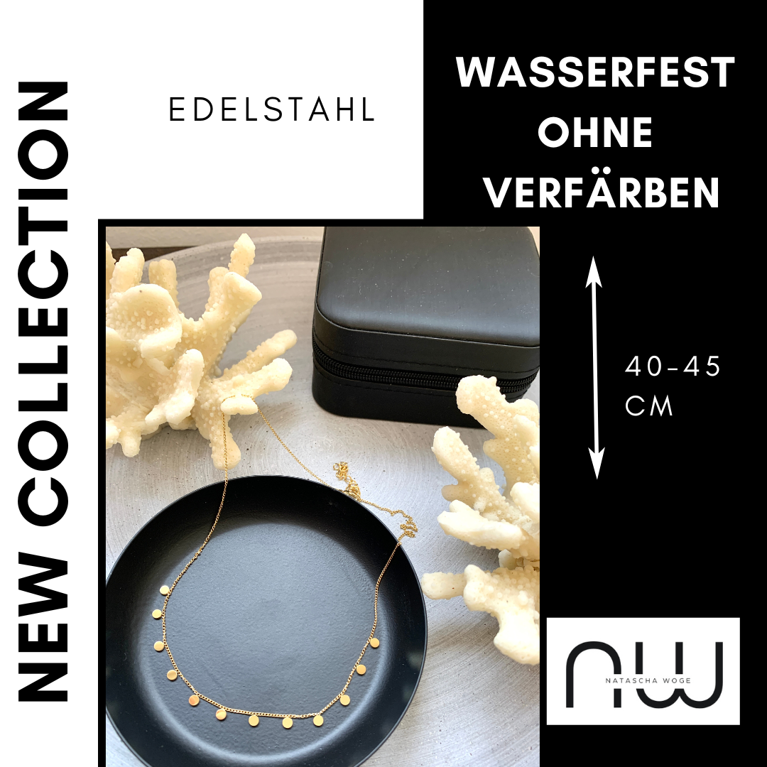 Zierliche Münzen Halskette – Minimalistischer Edelstahlschmuck in Gold oder Silber – Natascha Woge®