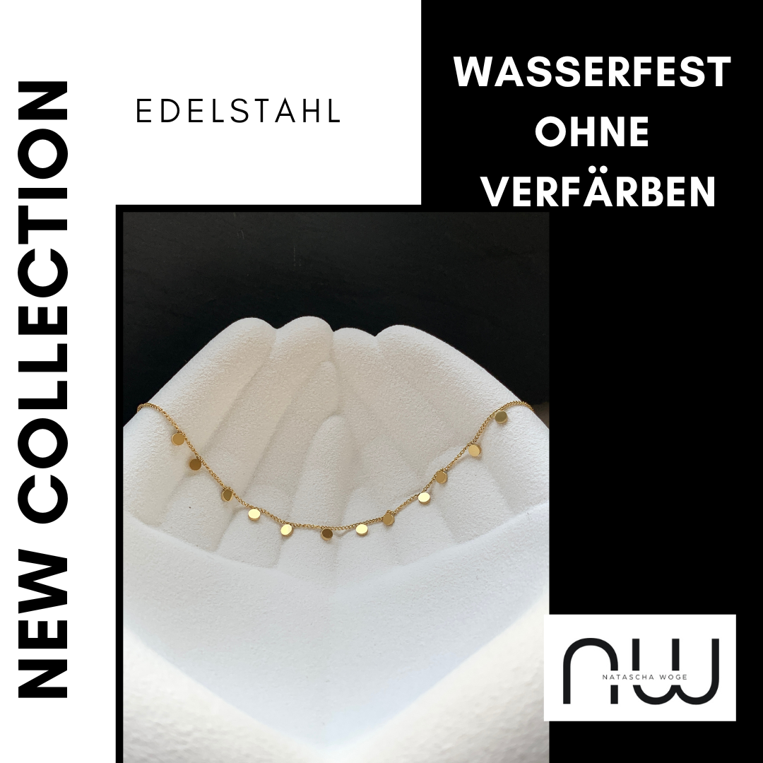 Zierliche Münzen Halskette – Minimalistischer Edelstahlschmuck in Gold oder Silber – Natascha Woge®