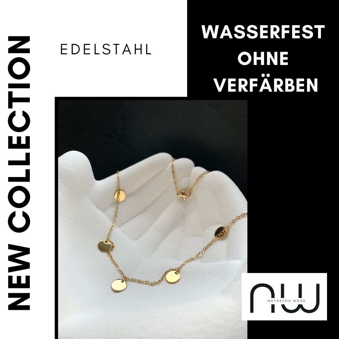 Minimalistische Münzen Halskette – Edelstahlschmuck in Gold oder Silber – Natascha Woge®