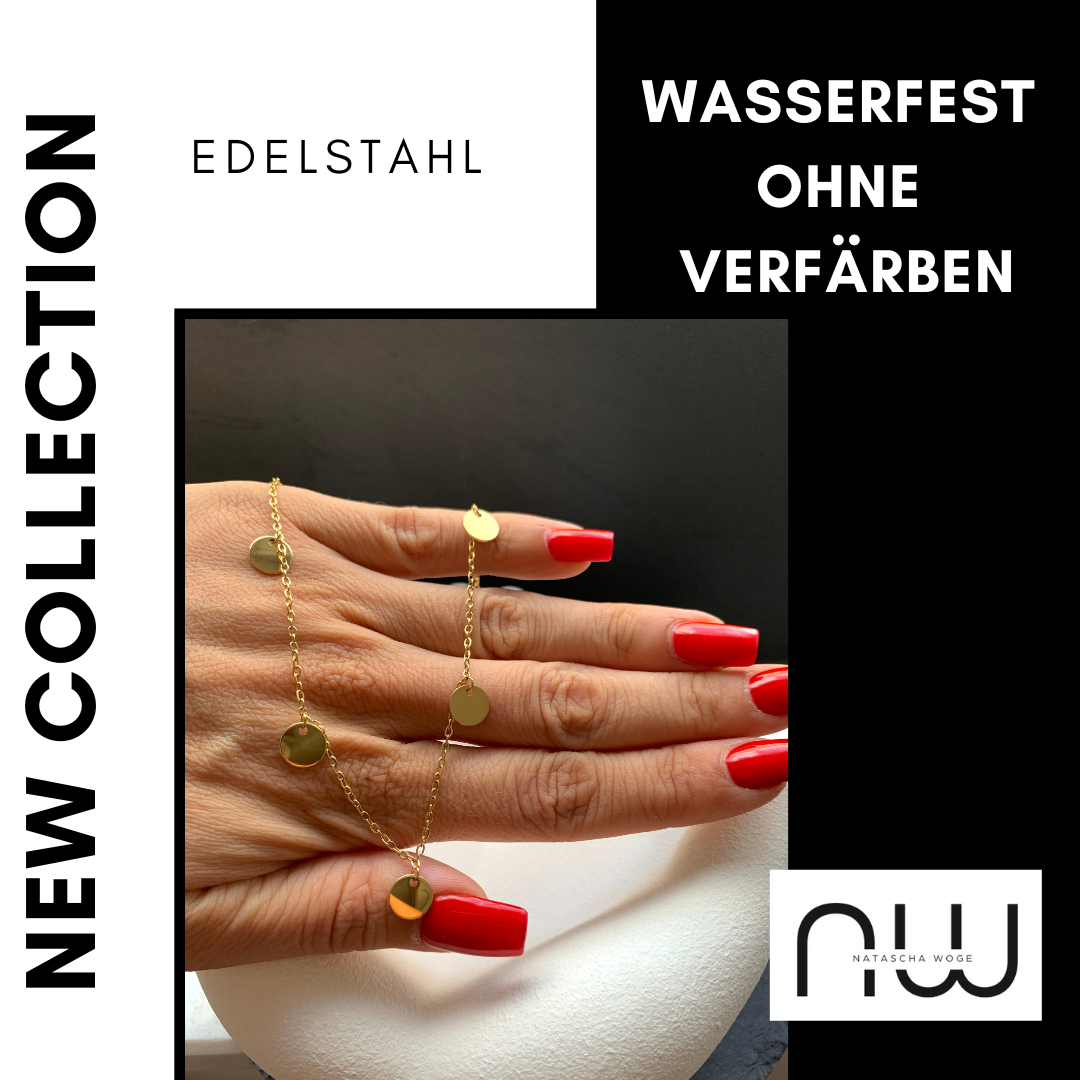 Minimalistische Münzen Halskette – Edelstahlschmuck in Gold oder Silber – Natascha Woge®