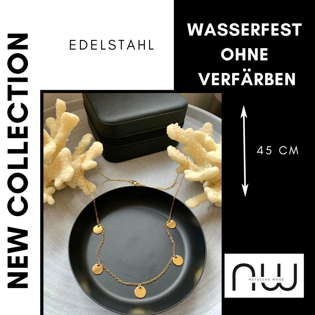 Minimalistische Münzen Halskette – Edelstahlschmuck in Gold oder Silber – Natascha Woge®