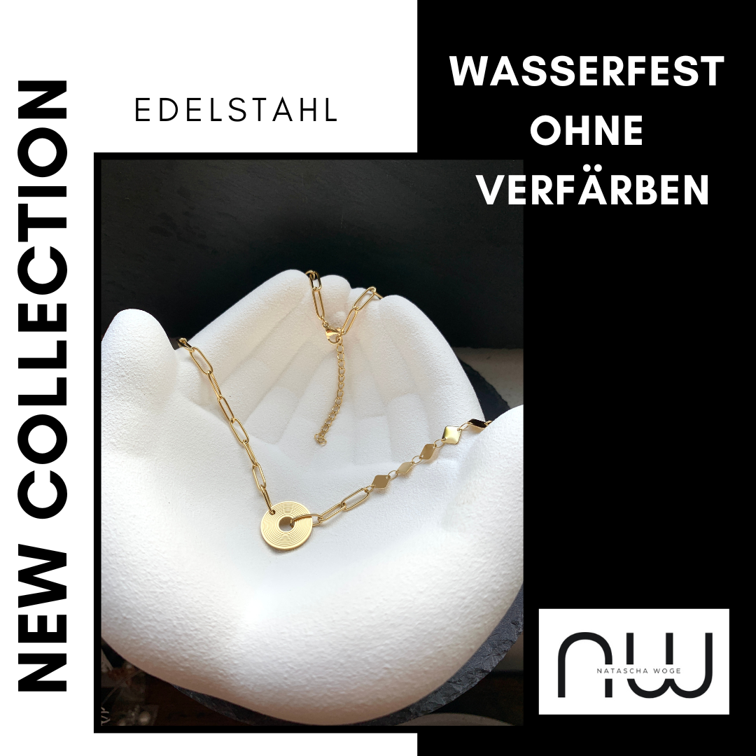 Minimalistische Disk Halskette – Edelstahlschmuck in Gold oder Silber – Natascha Woge®