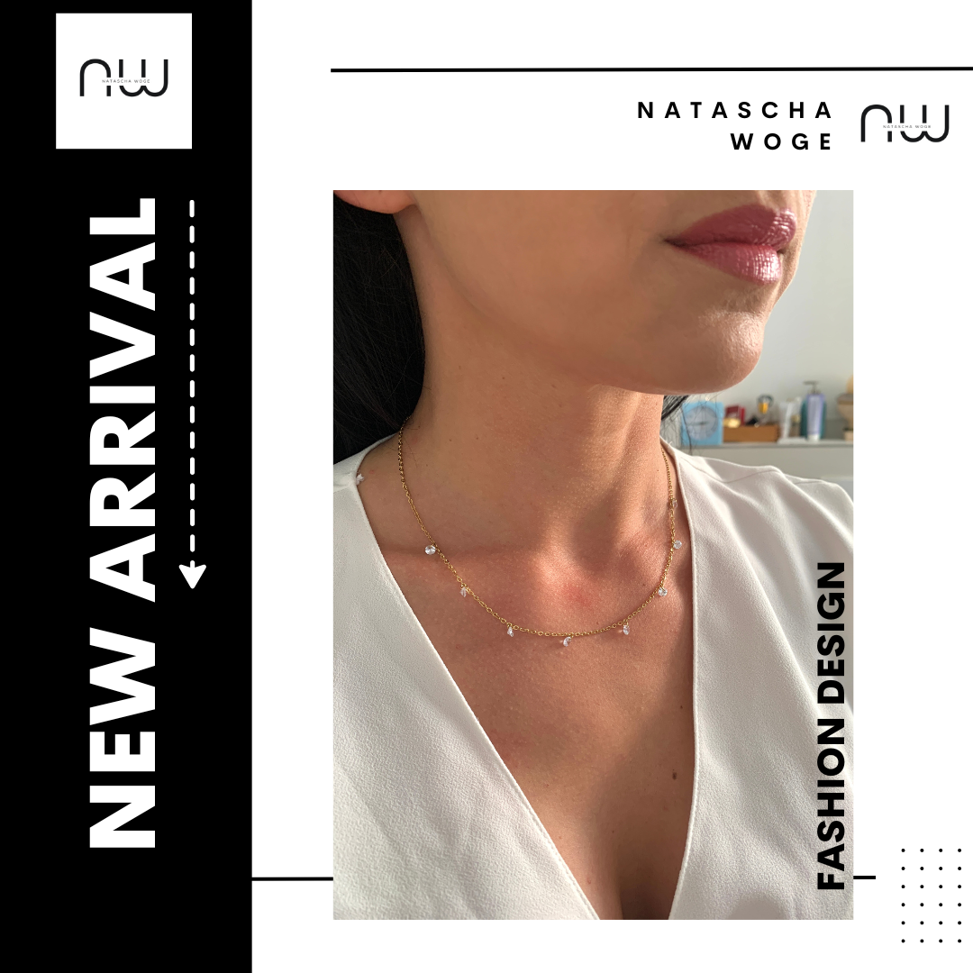 Minimalistische Kristall Halskette – zierlicher Edelstahlschmuck in Gold oder Silber – Natascha Woge®