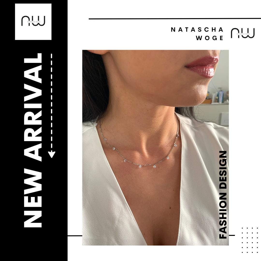 Minimalistische Kristall Halskette – zierlicher Edelstahlschmuck in Gold oder Silber – Natascha Woge®
