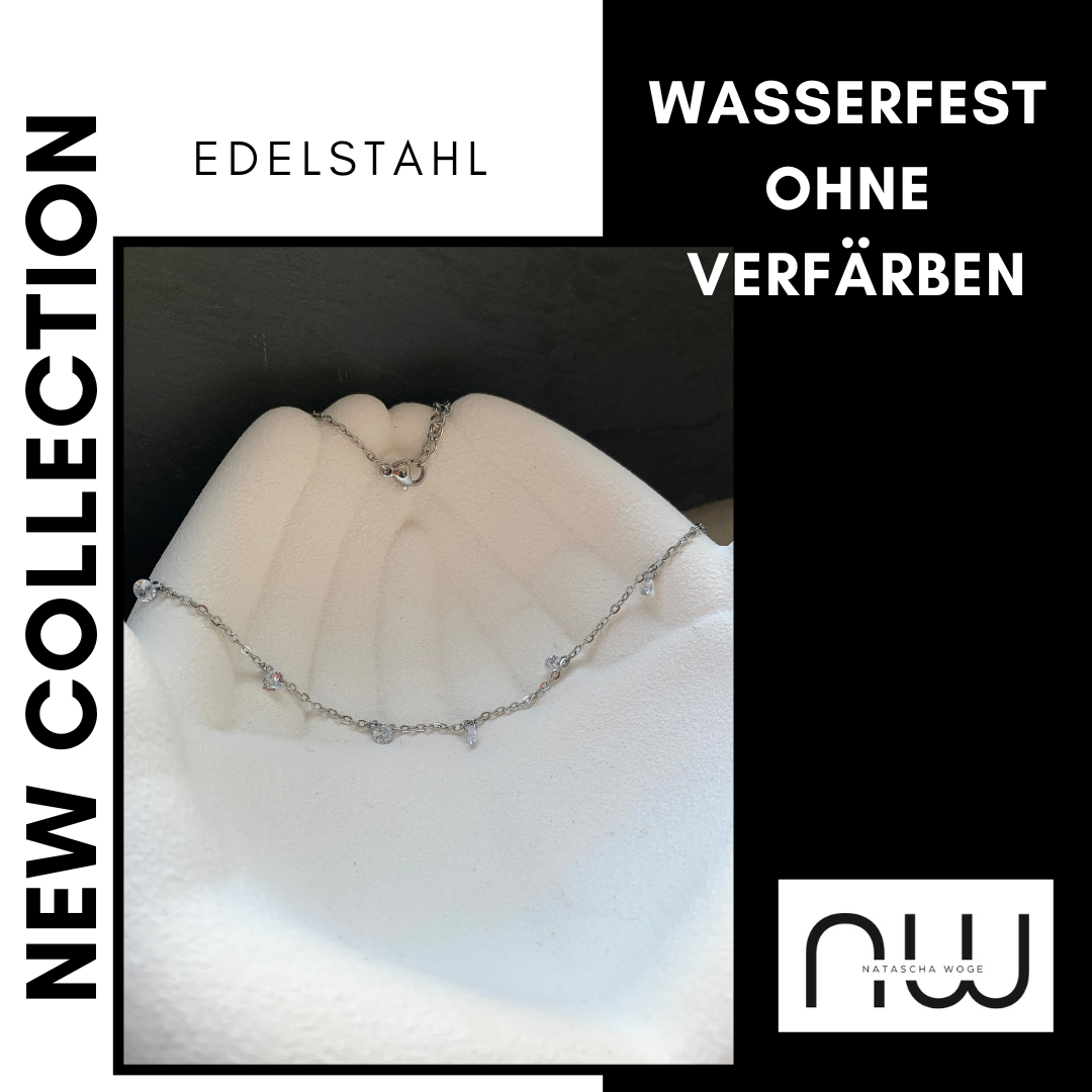 Minimalistische Kristall Halskette – zierlicher Edelstahlschmuck in Gold oder Silber – Natascha Woge®