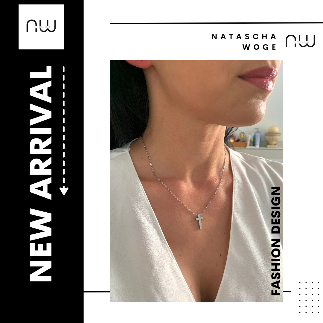 Kreuz Halskette – dezenter Edelstahlschmuck in Gold oder Silber – Natascha Woge®