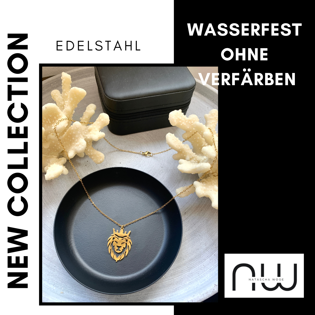 Löwe Halskette – minimalistischer Edelstahlschmuck in Gold oder Silber – Natascha Woge®