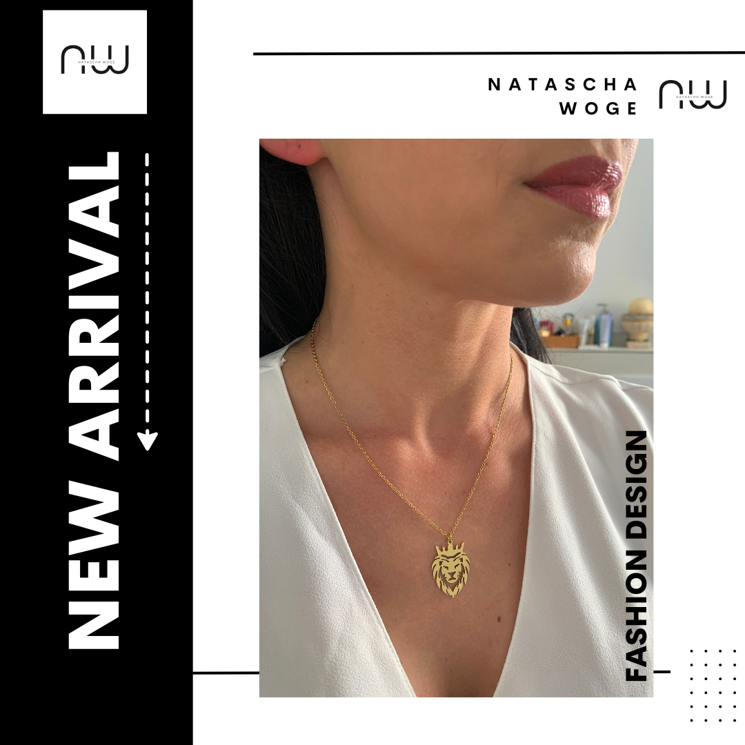 Löwe Halskette – minimalistischer Edelstahlschmuck in Gold oder Silber – Natascha Woge®
