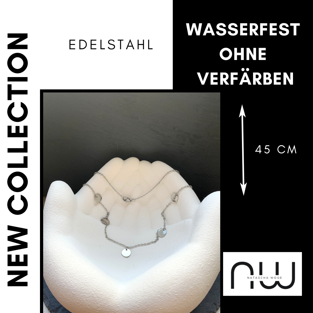 Minimalistische Münzen Halskette – Edelstahlschmuck in Gold oder Silber – Natascha Woge®