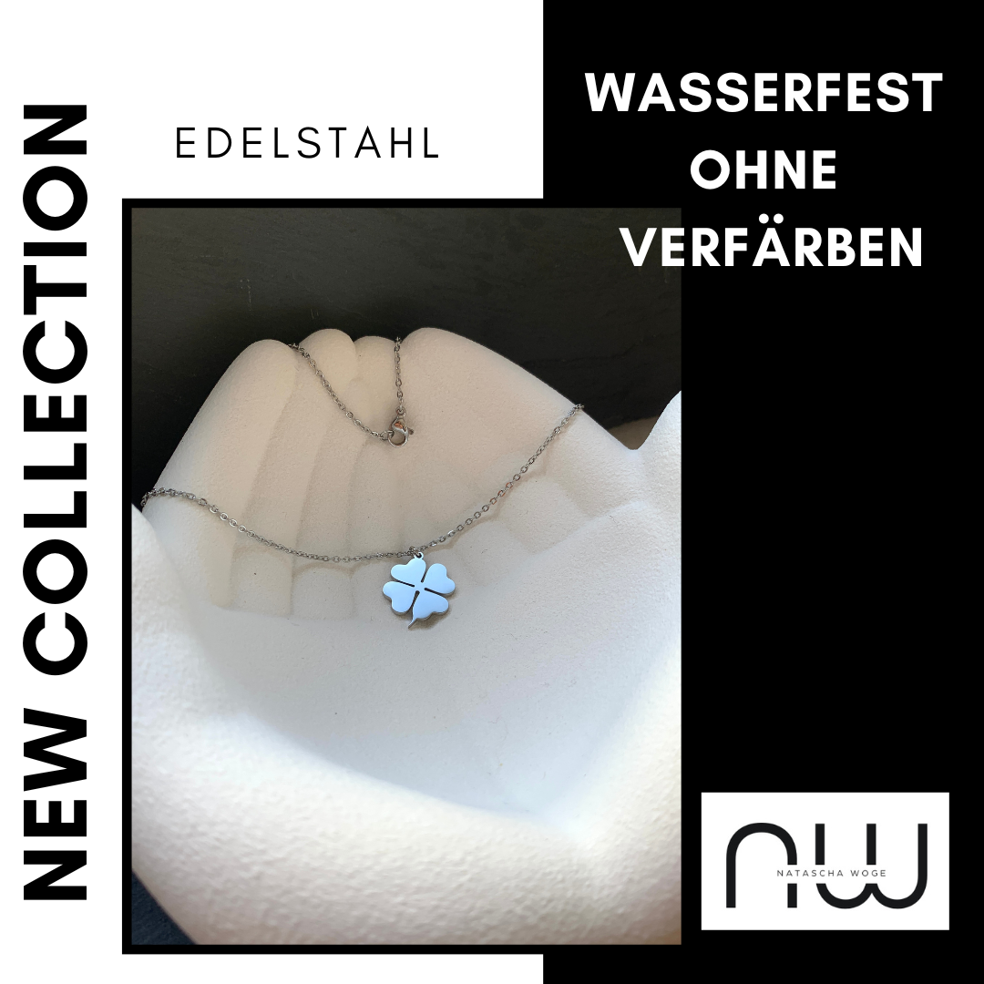 Kleeblatt Halskette – minimalistischer Edelstahlschmuck in Gold oder Silber – Natascha Woge®