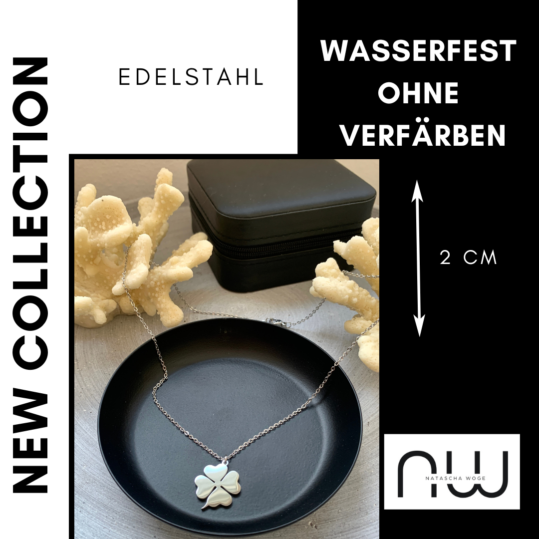 Kleeblatt Halskette – minimalistischer Edelstahlschmuck in Gold oder Silber – Natascha Woge®