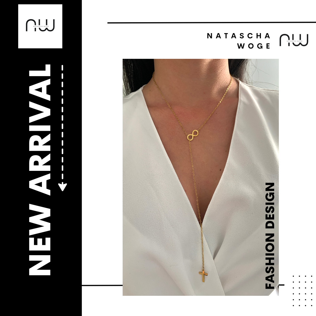 Kreuz & Unendlichkeit Halskette – minimalistischer Edelstahlschmuck in Gold oder Silber – Natascha Woge®