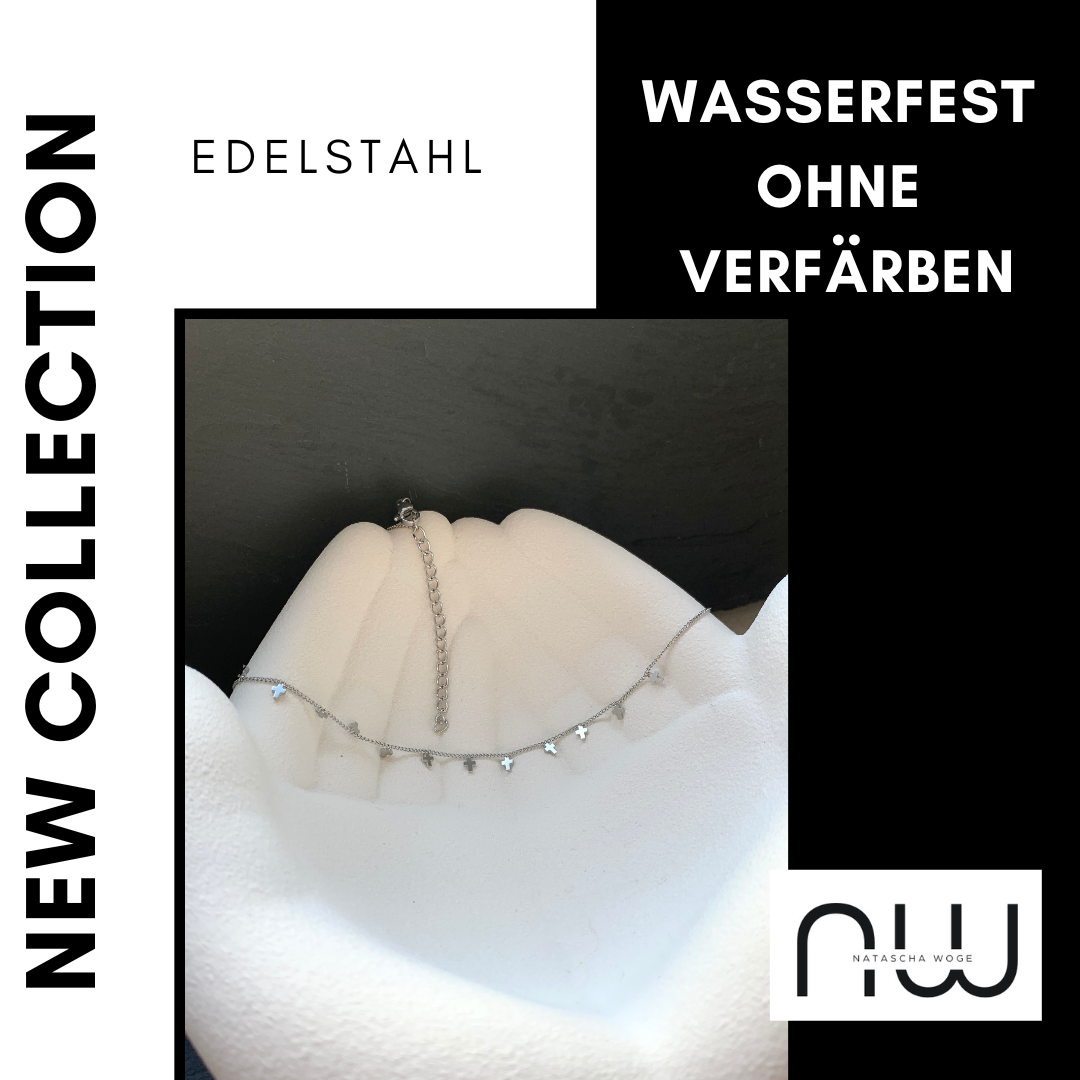 Kreuz Choker – minimalistischer Edelstahlschmuck in Gold oder Silber – Natascha Woge®