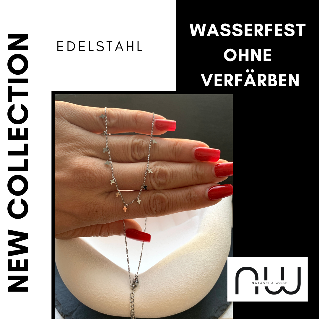 Kreuz Choker – minimalistischer Edelstahlschmuck in Gold oder Silber – Natascha Woge®