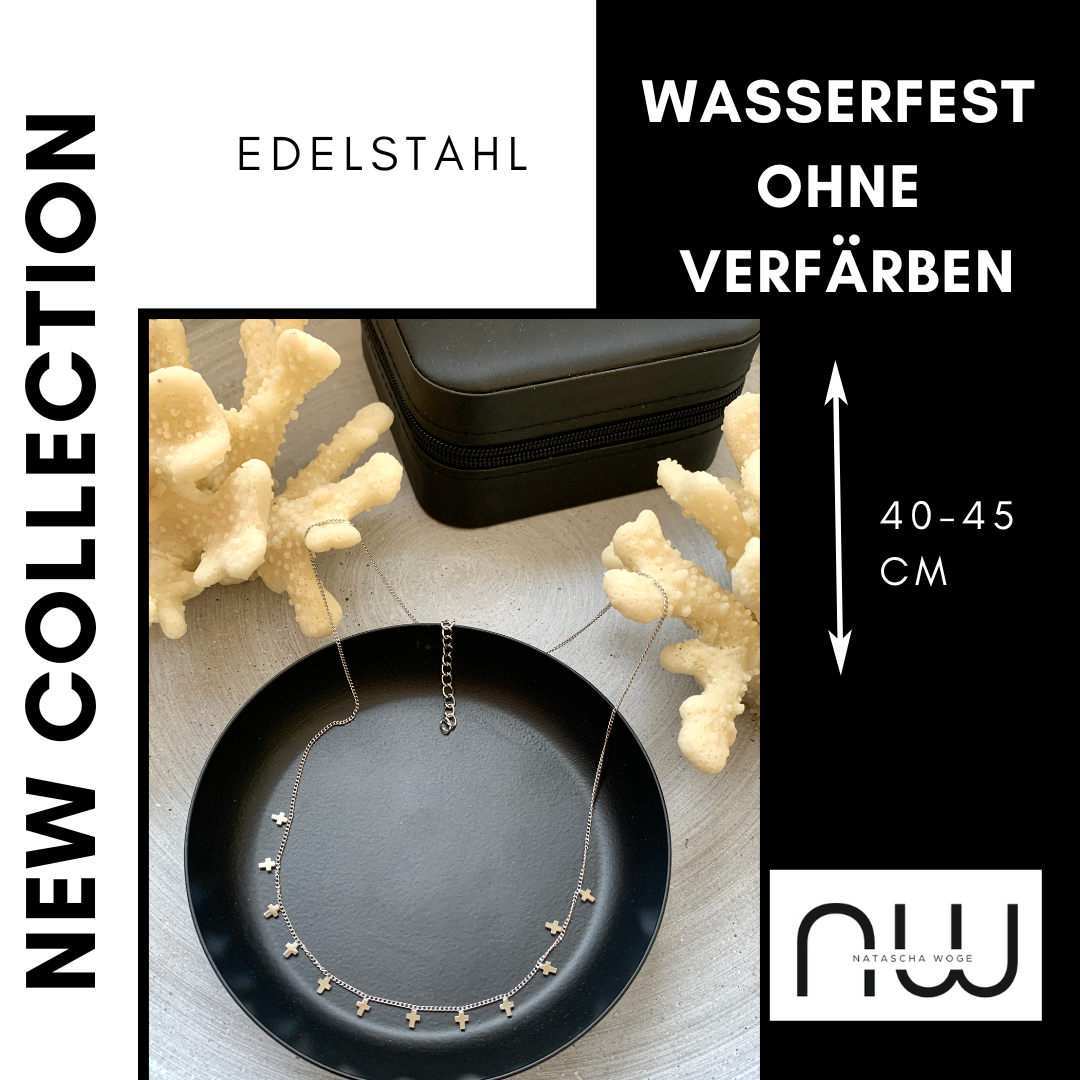 Kreuz Choker – minimalistischer Edelstahlschmuck in Gold oder Silber – Natascha Woge®
