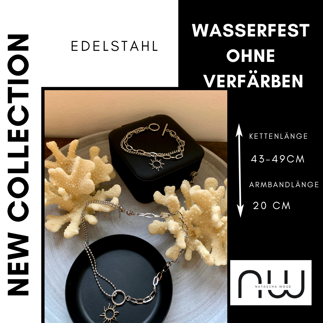 Sonnen Halskette – minimalistischer Edelstahlschmuck in Gold oder Silber – Natascha Woge®