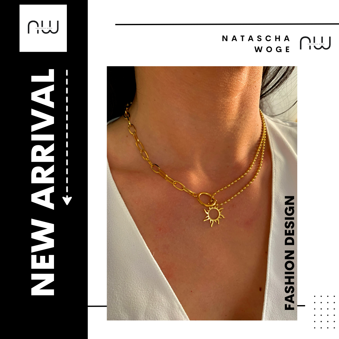 Sonnen Halskette – minimalistischer Edelstahlschmuck in Gold oder Silber – Natascha Woge®