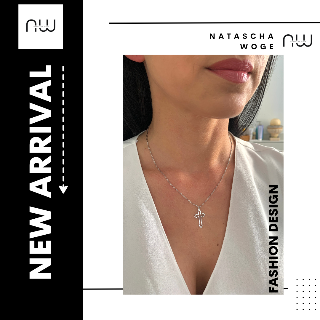 Kreuz Halskette – dezenter Edelstahlschmuck in Gold oder Silber – Natascha Woge®