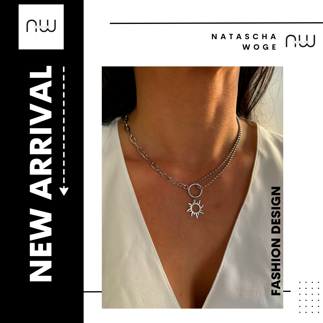 Sonnen Halskette – minimalistischer Edelstahlschmuck in Gold oder Silber – Natascha Woge®
