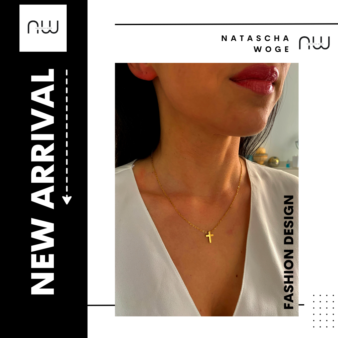 Mini Kreuz Halskette – dezenter Edelstahlschmuck in Gold oder Silber – Natascha Woge®