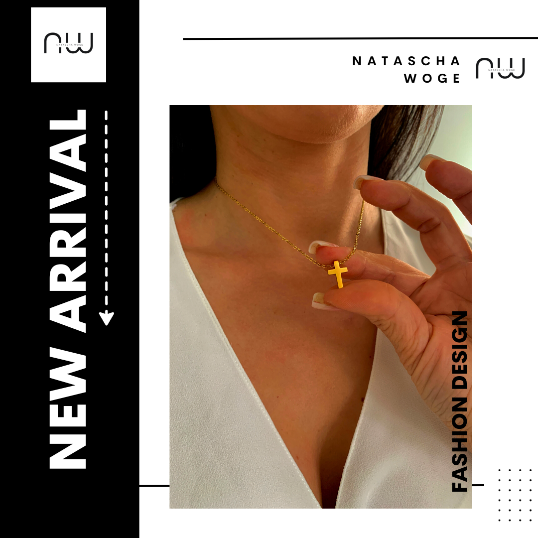 Mini Kreuz Halskette – dezenter Edelstahlschmuck in Gold oder Silber – Natascha Woge®